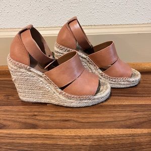 Treasure & Bond Sannibel Espadrille Tan Leather Platform Wedge Sz 5 M.